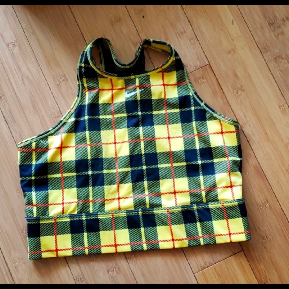 Nike plaid high neck sports bra sz XL